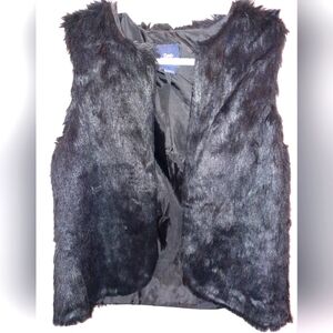 Gap Faux Fur Black Mob Wife Vest size small excellent used condition